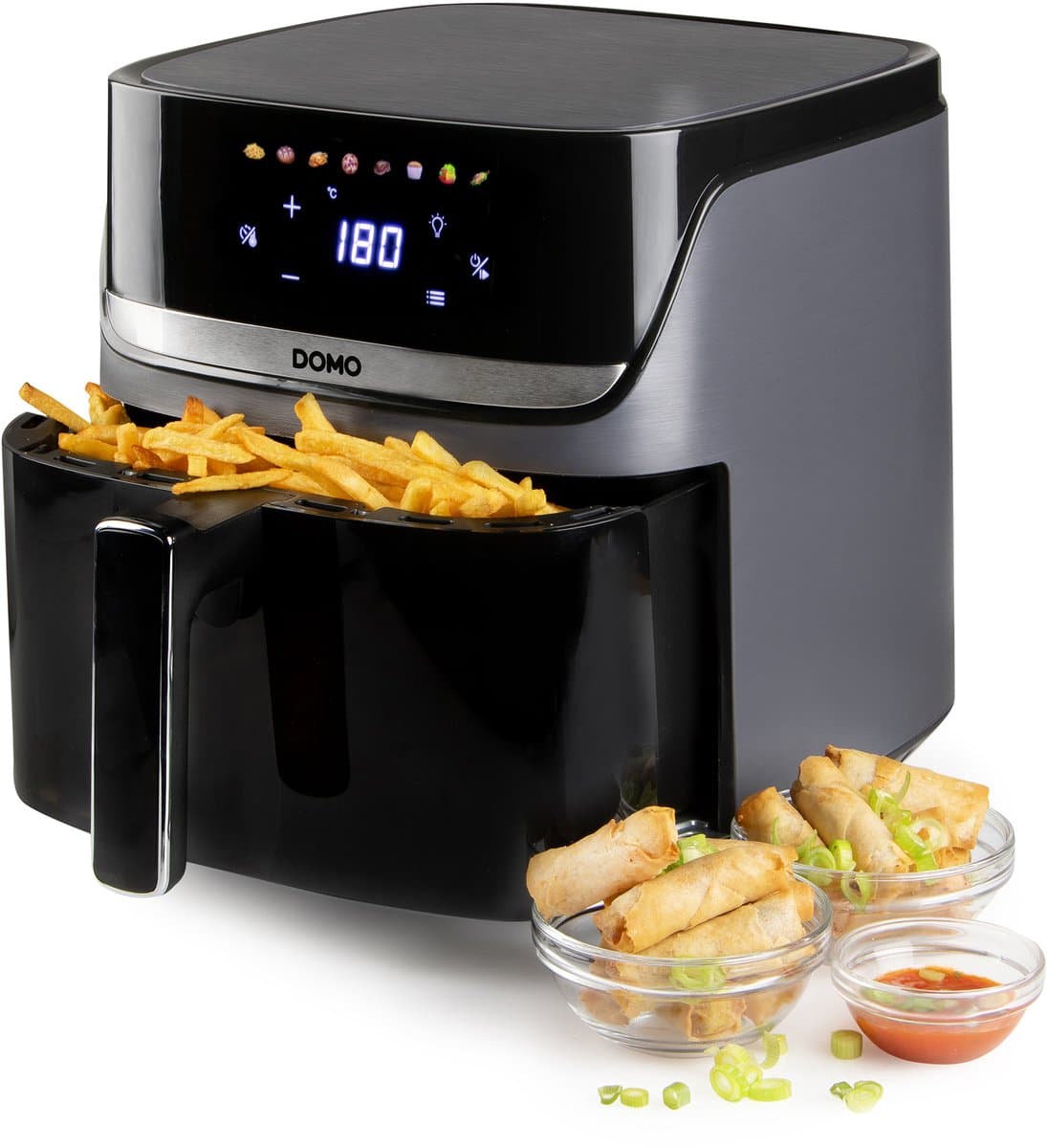 DOMO DO551FR Heteluchtfriteuse “DuoGrill” - Airfryer met Kijkvenster - Dual Heating - 8 Programma’s - 8 L - 2 kg Friet - Zwart — afbeelding 1