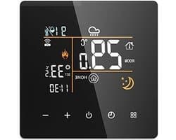 Digitale Temperatuurregelaar - Slimme Thermostaat Hygrometer - Verwarming Regelen - LCD Kleurenscherm - 16A - Zwart