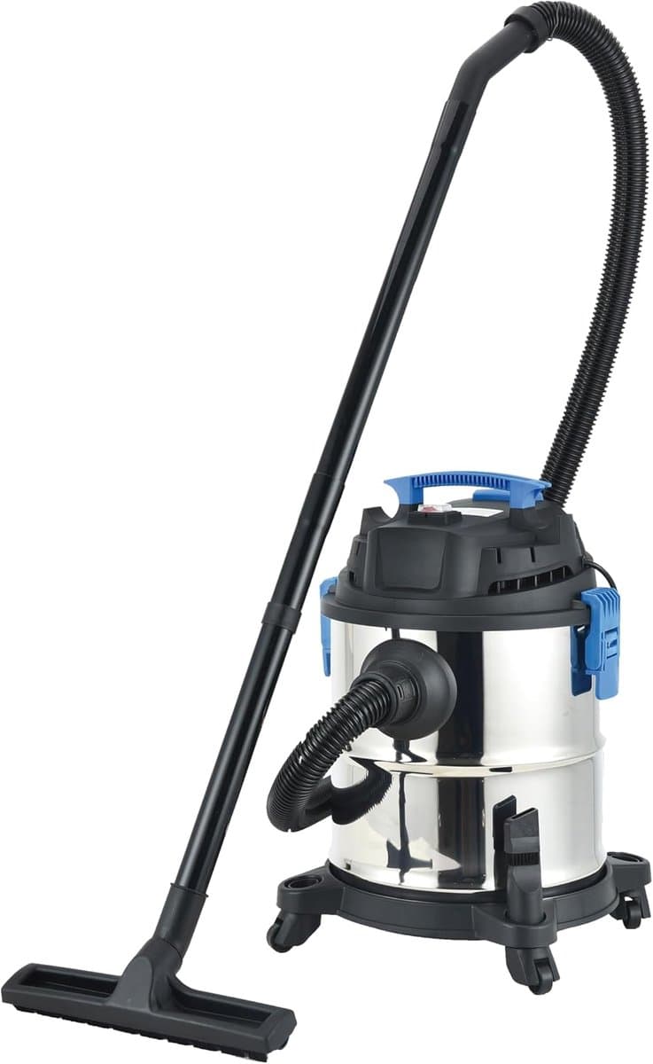 3 in 1 stofzuiger - vloeistof, as en stof - Vermogen 1200 W - Ventilatorfunctie - 15 liter - Nat- en droogzuiger met wielen - Voor gestoffeerde meubels - auto - vloer en buitenruimte — afbeelding 1