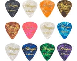 Áengus Plectrum set 12 Celluloid plectrums - in de diktes thin 0.46 medium 0.71 en thick 0.96 mm