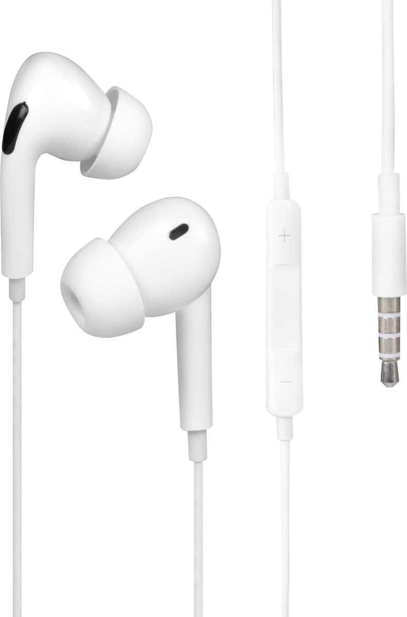 Nuvance Oortjes met Draad - 3.5mm Jack Aansluiting - Oordopjes met Draad - In-Ear Oortjes met Draad en Microfoon - Wit — afbeelding 1