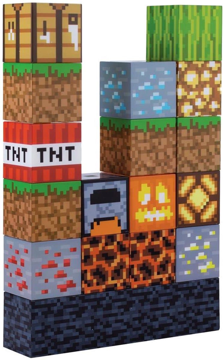 Minecraft Block Building Light – 16 Verwisselbare Lichtblokken, Officieel Minecraft Nachtlampje Voor Slaapkamer & Gamekamer- Paladone — afbeelding 1