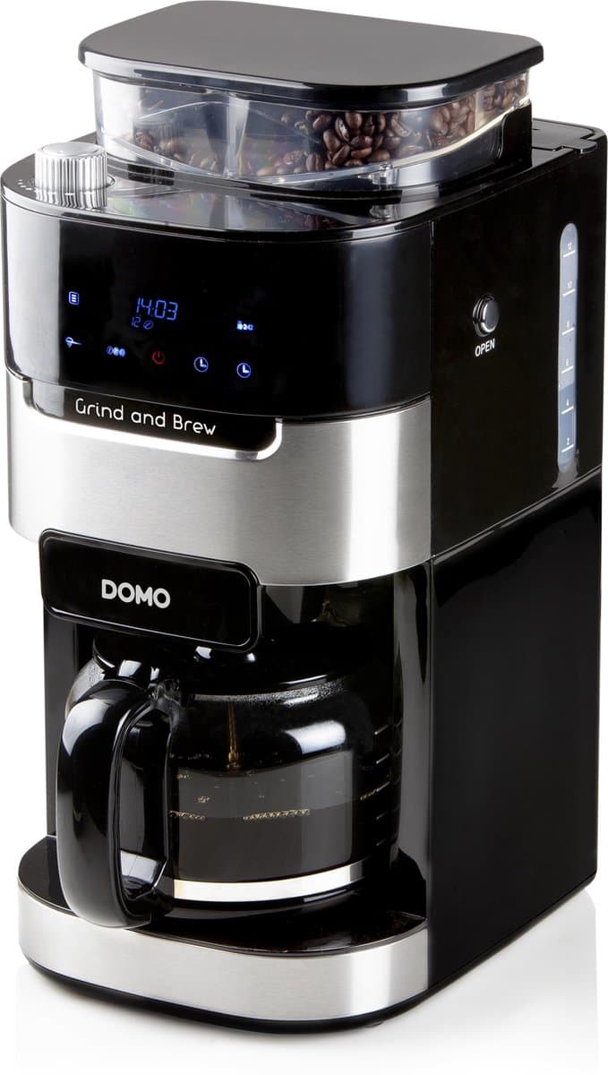 DOMO DO721K Koffiezetapparaat Grind & Brew - Filterkoffie - Geschikt Voor Koffiebonen en Gemalen Koffie - 12 Kopjes - Zwart — afbeelding 1