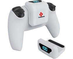 Turqero oplaadbare batterij geschikt voor PS5 controller - PS5 oplaadstation - Playstation 5 accessoires - draadloos - 1800 mAh accu - met smart indicator