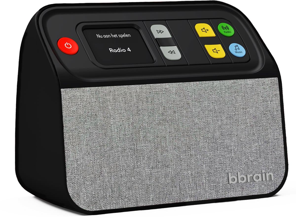 BBrain Muziekspeler - Hulpmiddelen voor ouderen met dementie - Eenvoudige DAB+ Senioren radio - Dementie radio - Zelfstandig te bieden met één knop - Zwart — afbeelding 1