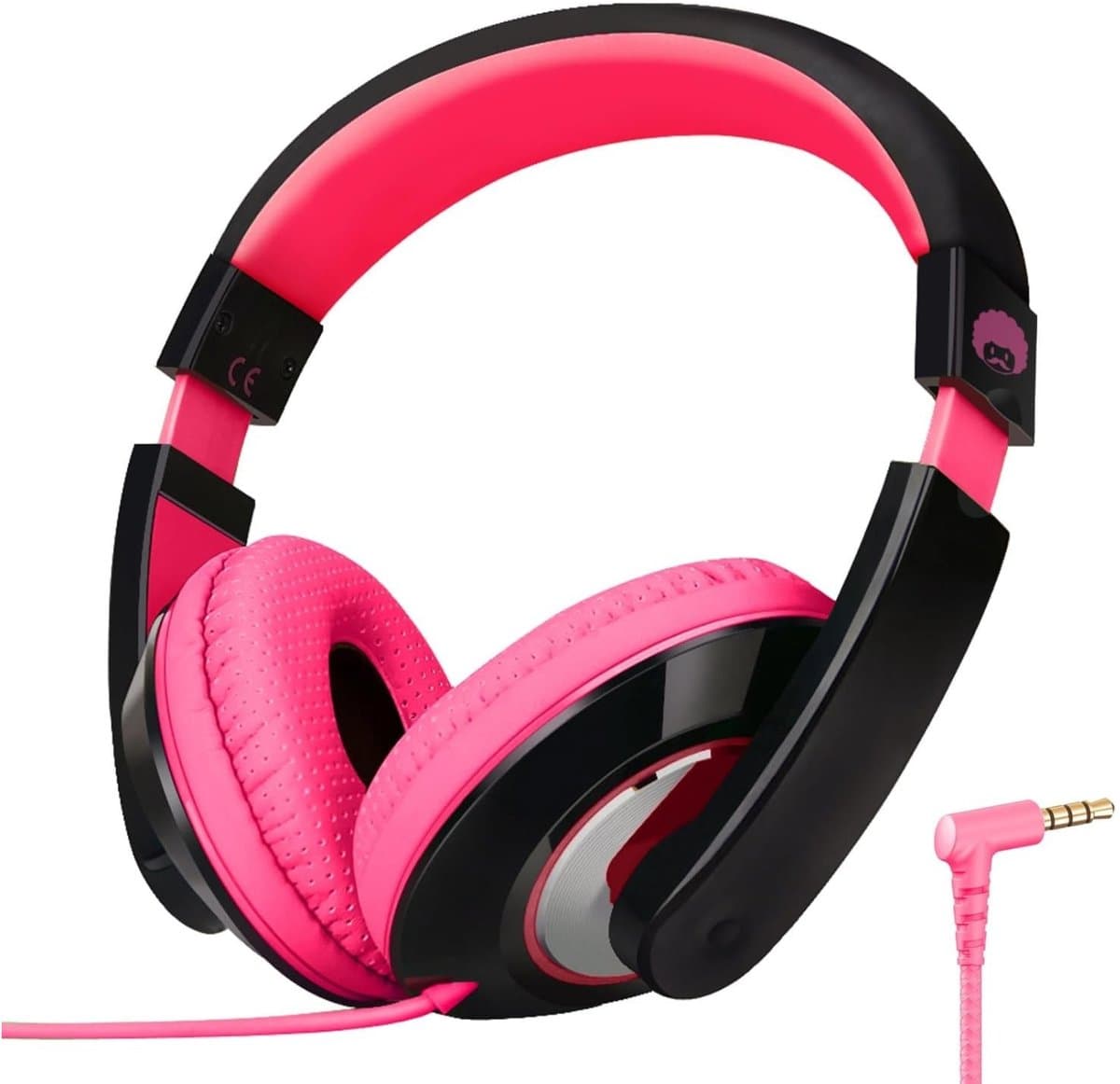 StayPowered Kinderkoptelefoon - Perfect Geluid & Ultiem Comfort - Verstelbaar - HD Microfoon - Kraakhelder Stereo - Zachte Oorkussens - Duurzame Kabel - 3.5mm Jack - Zwart/Roze - Levering Sneller dan Aangegeven! — afbeelding 1