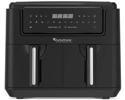 TurboTronic AF118 Dubbele Airfryer XXL - Digitale Heteluchtfriteuse - Dubbele mand - 7,6 Liter - 2x 3,8L - 12 programma's - Touchscreen - Zwart