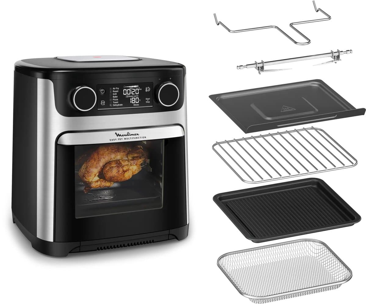 Moulinex Easy Fry Multifunction AL556DF0 friteuse Enkel 15 l Vrijstaand Heteluchtfriteuse Zwart, Roestvrijstaal — afbeelding 1