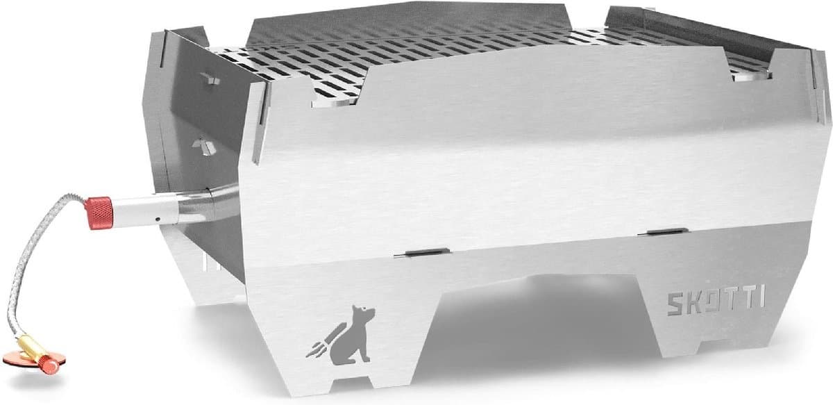 SKOTTI Gas BBQ Draagbaar – RVS Camping Barbecue 3,3 kg – Compact Opvouwbaar Incl. Tas — afbeelding 1