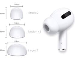 CHPN - Covers geschikt voor Airpods Pro - Wit - 6 stuks - 3 maten - Witte hoesjes voor AirPods pro - 3 verschillende - Universeel