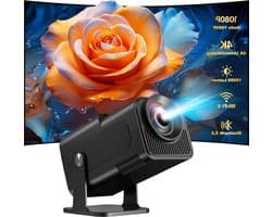 4K Mini-beamer met Native 1080p Resolutie voor Thuisbioscoop - 500 ANSI lumen - Android 11.0 OS - Wifi 6 - BT 5.2 - Automatische 180 graden Rotatie Beamer