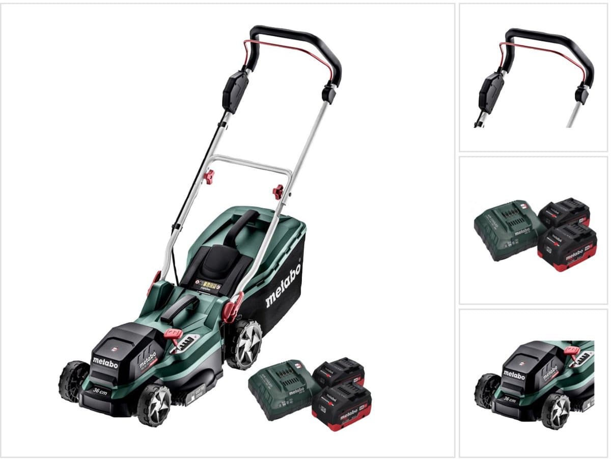 Metabo RM 36-18 LTX BL 36 accugrasmaaier 36 V ( 2x 18 V ) LTX Brushless + 2x accu 8.0 Ah + lader — afbeelding 1