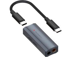 Fosi Audio DS2 USB C naar AUX Koptelefoonversterker DAC Dongle 3.5mm - Draagbare Versterker met Dubbele Uitgang voor iPhone, iPad Pro, Android Telefoon