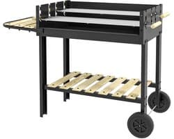 Premie Houtskool barbecue - 2 grillvlakken- Grilloppervlak 113 x 53,5 x 82,5 cm - BBQ voor buiten, tuin - Zwart