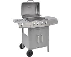 vidaXL Gasbarbecue 4+1 kookzone zilver