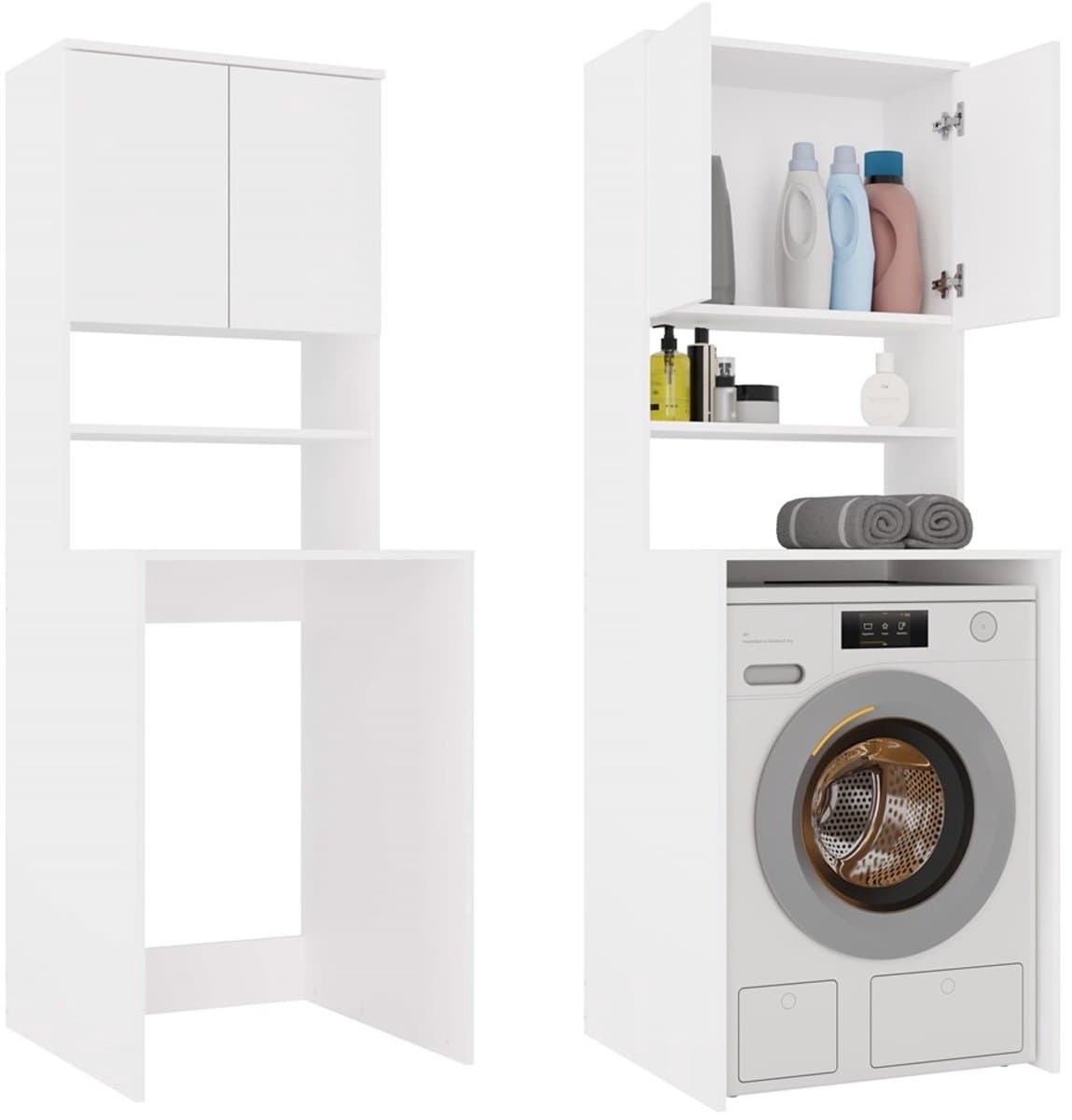 Wasmachine opbouw xl wit wasmachine/ wasdroger kast — afbeelding 1