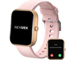 Nexvex® Deluxe Smartwatch voor Dames - Sporthorloge met Hartslagmeter - Bloeddrukmeter - Stappenteller - Sport Horloge met Belfunctie - Smart Watch Saturatiemeter - Zaklamp - Yoga - Bluetooth Activity Tracker - Android/iOS - 2.0 Inch - Rosé