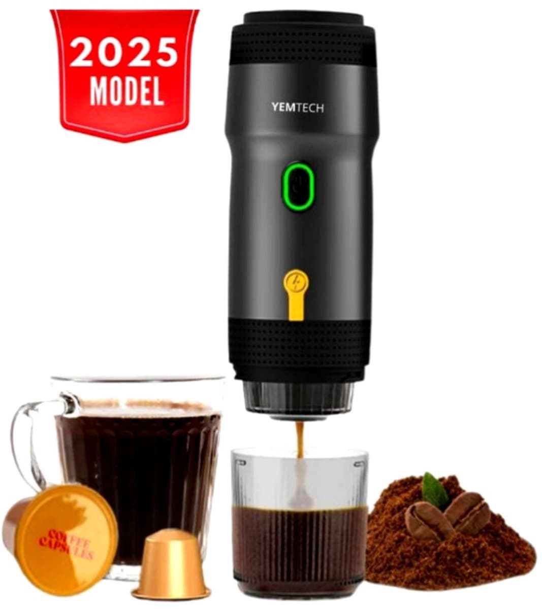 Yemtech® Draagbare Elektrische Espressomachine - Espresso machine voor onderweg - Mini Reis Koffie machine - Koffiezetapparaat voor Camping Auto Vrachtwagen – Draagbare Koffiemachine — afbeelding 1