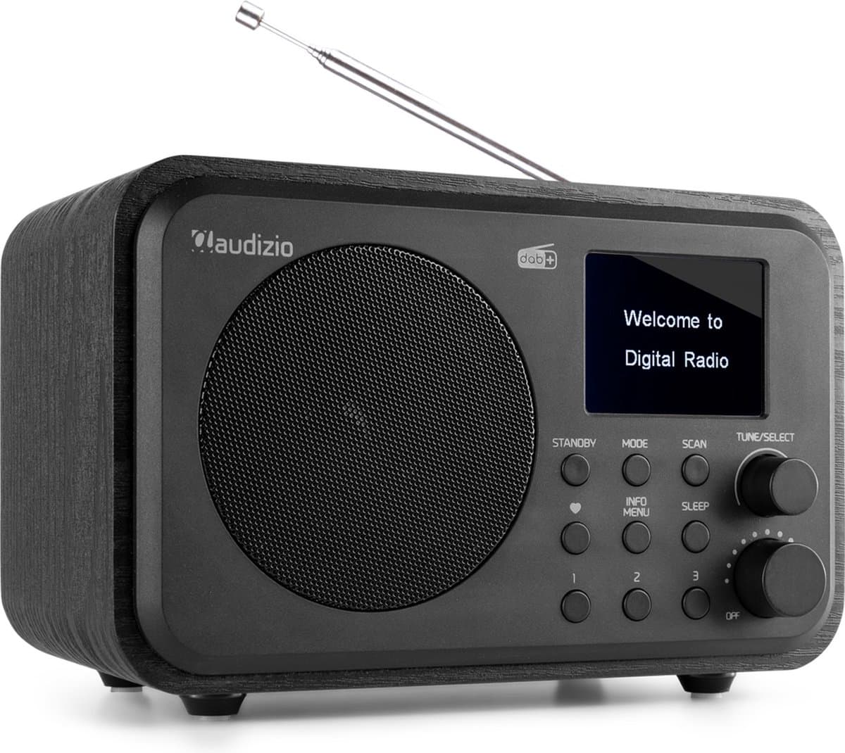 DAB radio met Bluetooth - Audizio Milan - DAB radio retro met accu en FM radio - Zwart — afbeelding 1