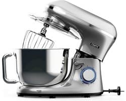 Fentic Keukenmachine - 2000W - RVS Mengkom (6,2 L) - Keukenrobot - Mixer met Garde, Deeghaak en Menghaak - Incl. extra Accessoires - Zilver