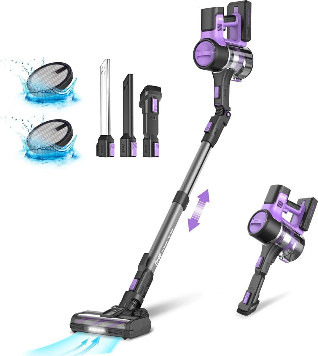 MyGroot -9-in 1 Steelstofzuiger - Stofzuiger Draadloos - Stofzuiger zonder zak - 3200mAh 65 Minuten - 1.8L Dual-Cup - 8 Traps - Inklapbare Steel - 270° - Licht Vloerborstel — afbeelding 1