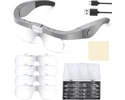 Vergrootglas met LED-verlichting en verwisselbare lenzen voor ambachten en sieraden