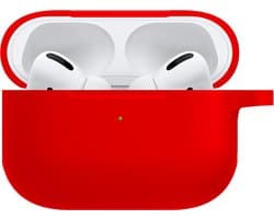 Hoesje - Geschikt voor Apple AirPods Pro 2 - Siliconen Hoes met Clip - Silicone Case Cover - Rood