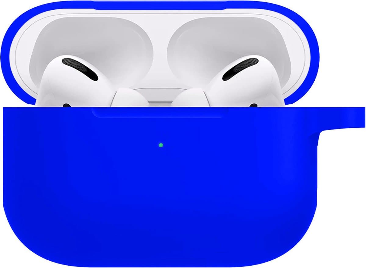 Hoesje - Geschikt voor Apple AirPods Pro 2 - Siliconen Hoes met Clip - Silicone Case Cover - Blauw — afbeelding 1