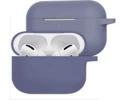 Hoesje Geschikt voor Apple AirPods Pro 2 - Siliconen Hoes met Clip - Silicone Case Cover - Grijsblauw