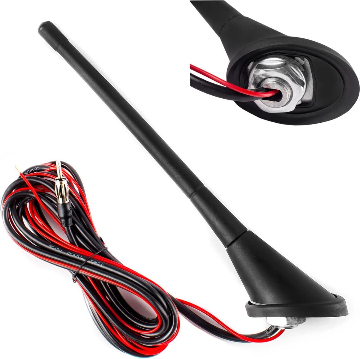 Universele auto antenne met versteker - Auto antenne - 18cm - 3m kabel lengte — afbeelding 1