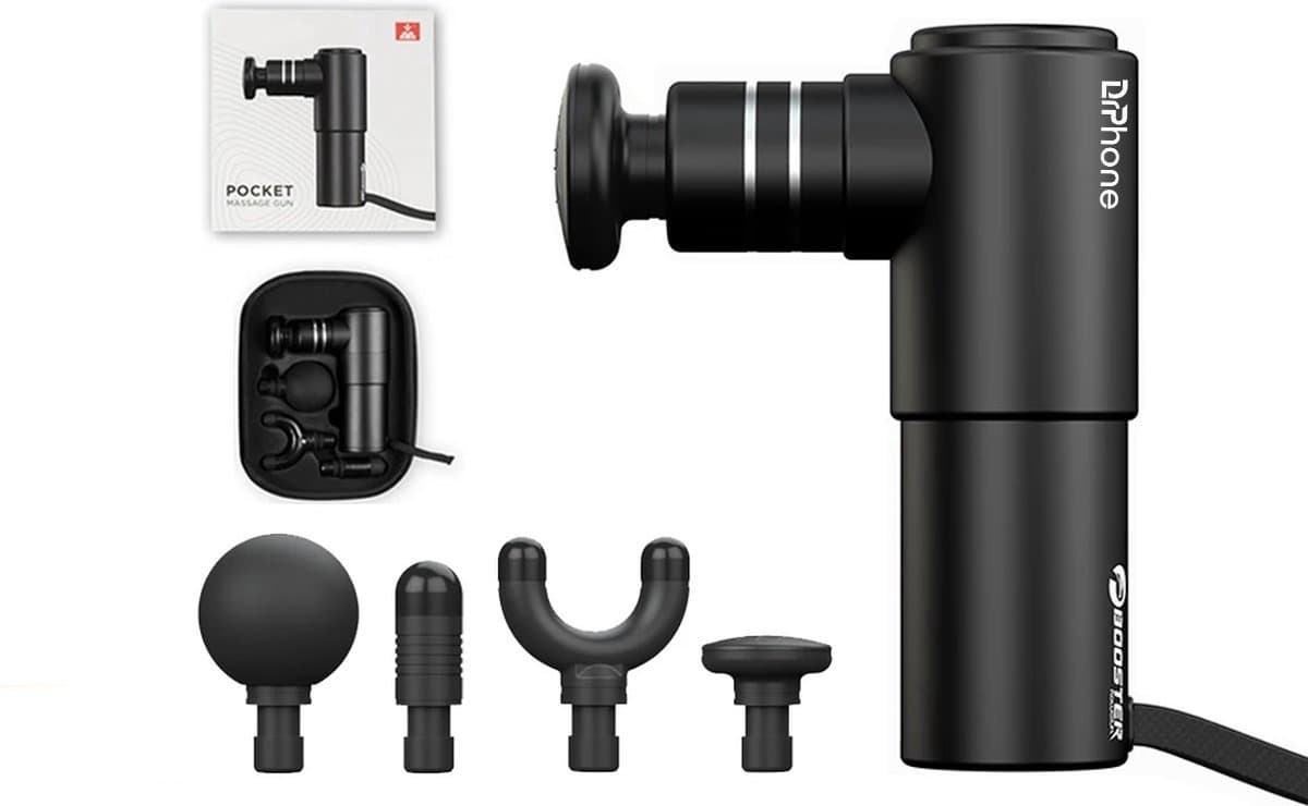 DrPhone EchoEase – Mini Draagbare MassageGun – Ontspanning – Massage – Met Vier Standen – Met Vier Snelheden - Fitness Spier Massage – Zwart — afbeelding 1