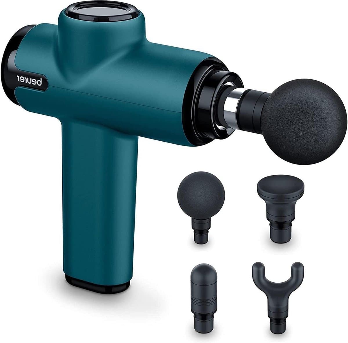 Massage Pistool Handig Massagepistool Met 4 Opzetstukken - Krachtige Triggerpointmassage - Losmaken Van Spanningen - Compact Spiermassage Met 5 Intensiteitsniveaus & Oplaadbare Batterij — afbeelding 1