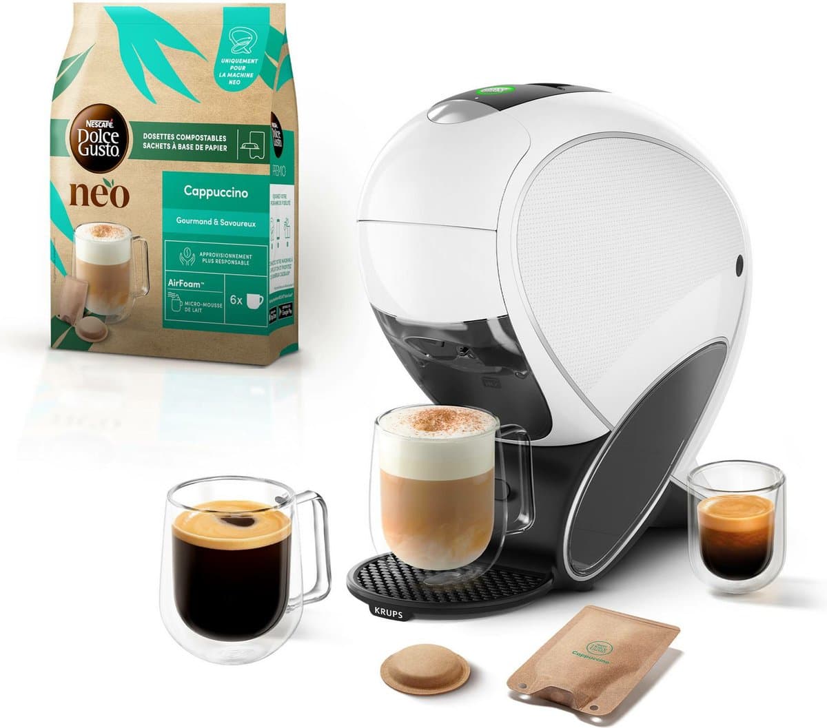 15 bar koffiepadkoffiezetapparaat 1600w wit - krups - KP850110 — afbeelding 1