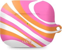 xoxo Wildhearts hoesje geschikt voor AirPods Pro 2 - Chasing Sunsets - Matte - Ook als telefoonhoesje verkrijgbaar - schokbestendige case - koptelefoon hoesje - Mat - Beschermhoes met golvende print - golven - Beige - Oranje - Roze