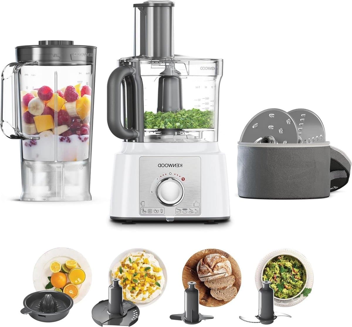 Keukenmachine - Foodprocessor Keukenrobot - Maaltijden Bereiden - 1000 Watt Vermogen - 3 Liter Kom - Wit — afbeelding 1