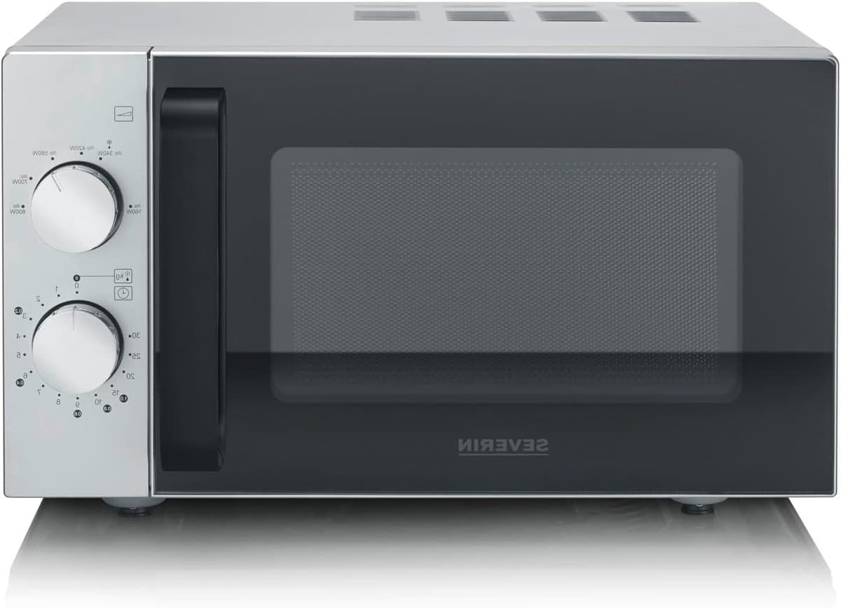 Magnetron met Glazen Bodem - Oven zonder Draaiplateau - Snel Eten Opwarmen - Gelijkmatige Verwarming - 20 Liter - Zwart/RVS Mat — afbeelding 1