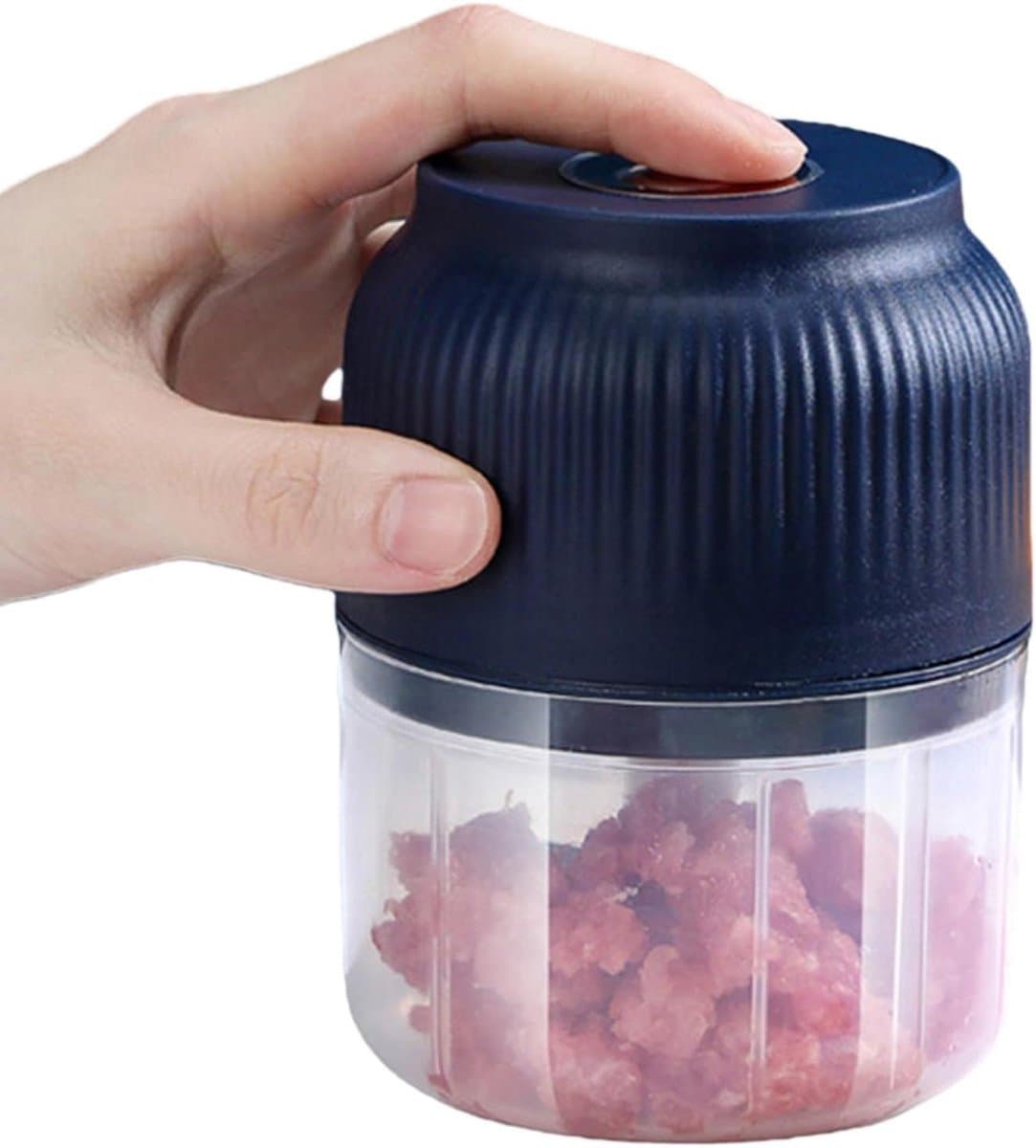 Elektrische Knoflook Chopper - Mini Keukenmachine - Snel Ingrediënten Hakken - Draadloos Oplaadbaar - 300ML Kom - Blauw — afbeelding 1