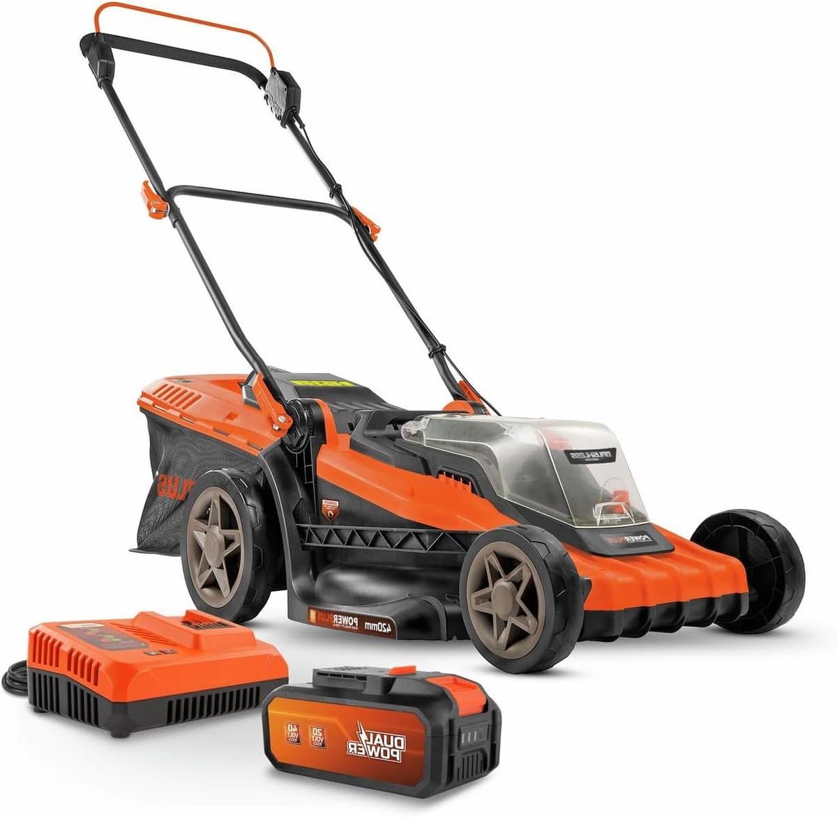 Accugrasmaaier - Elektrische maaier - Gazon onderhoud - Borstelloze motor - 42 cm snijbreedte - Oranje — afbeelding 1