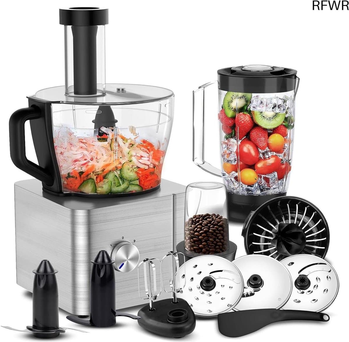 Keukenmachine - Foodprocessor Mixer - Koken en Bakken - 11-in-1 Functionaliteit - 3.2 Liter Kom - Zilver — afbeelding 1
