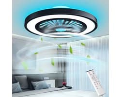 Ventilator Plafondlamp - Ø 54 cm - Zwart - Dimbaar - RGB - 6 Standen - Ventilator - 5200 lumen - Keuken Lamp - Woonkamer Lamp - Moderne Lamp - 45 W — afbeelding 1