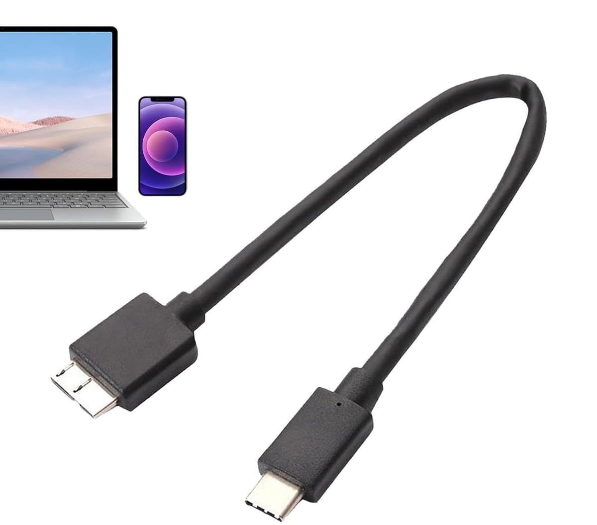 Externe Harde Schijf Kabel - Data Transfer Snoer - Bestanden Delen - Hoge Snelheid 5Gbps - 30 cm - Zwart — afbeelding 1