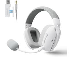 Attack Shark L80 PRO - Gaming Headset - Draadloos - 7.1 Surround Sound - Tri-Mode (2.4G/BT/3.5mm) - Dubbele Microfoon - 40mm Driver - Ultralicht 203g - PC/PS5/Xbox/Switch - Wit