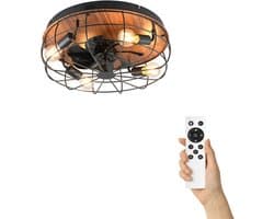 Fantiluxe - Olav - Plafondventilator met verlichting - Zwart - Ø48cm - Afstandsbediening - Met lamp - Plafond ventilator - Slaapkamer