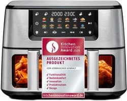 Dubbele Heteluchtfriteuse - Airfryer XXL - Gezond Koken - Twee Manden 5.5L - 32x43x38 cm - Roestvrij Staal