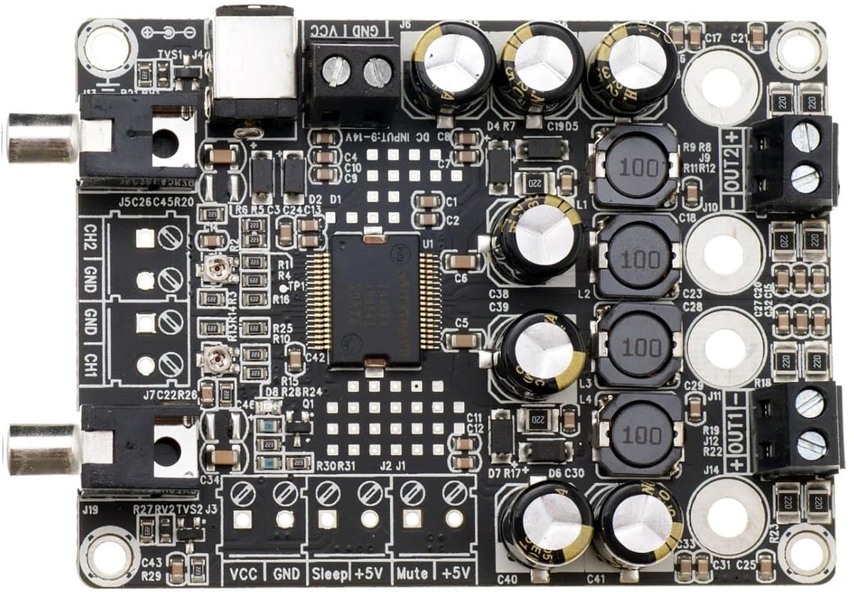 Audio Versterker Board - T-Amp Klasse D - Hifi Geluid - TA2024 Chip - 12.2 x 9.1 x 3.6 cm — afbeelding 1