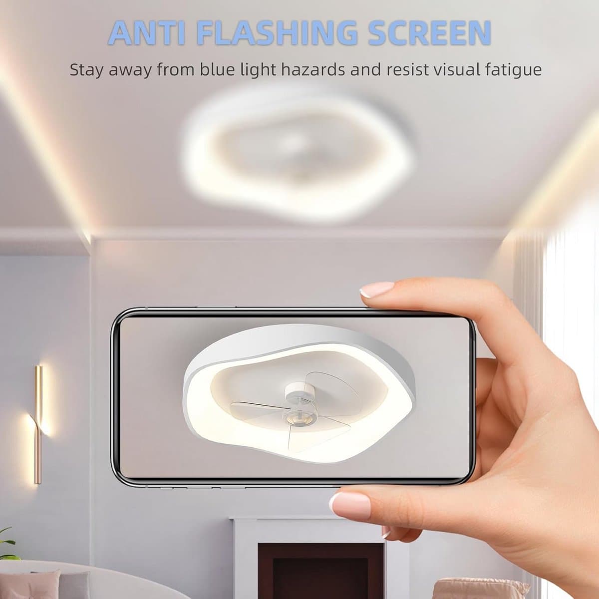 Stil Witte Plafondventilator met LED-Verlichting en Afstandsbediening - 6 Snelheden — afbeelding 1
