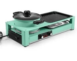 Delightness 3-In-1 Multikookmachine - Elektrische Grill - Hete Pot - Rookloze Barbecue - Tafelgrill - Grillplaat - Koken - Zwart