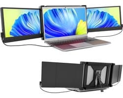 Quvo® Krachtige en Professionele Portable Monitor Pro 2024 - Full HD - 13” / 16.5” Tri-Screen - Laptop Scherm Uitbreider - Inclusief Beschermhoes en Kabels - Zwart -23cm x 33cm x 3cm