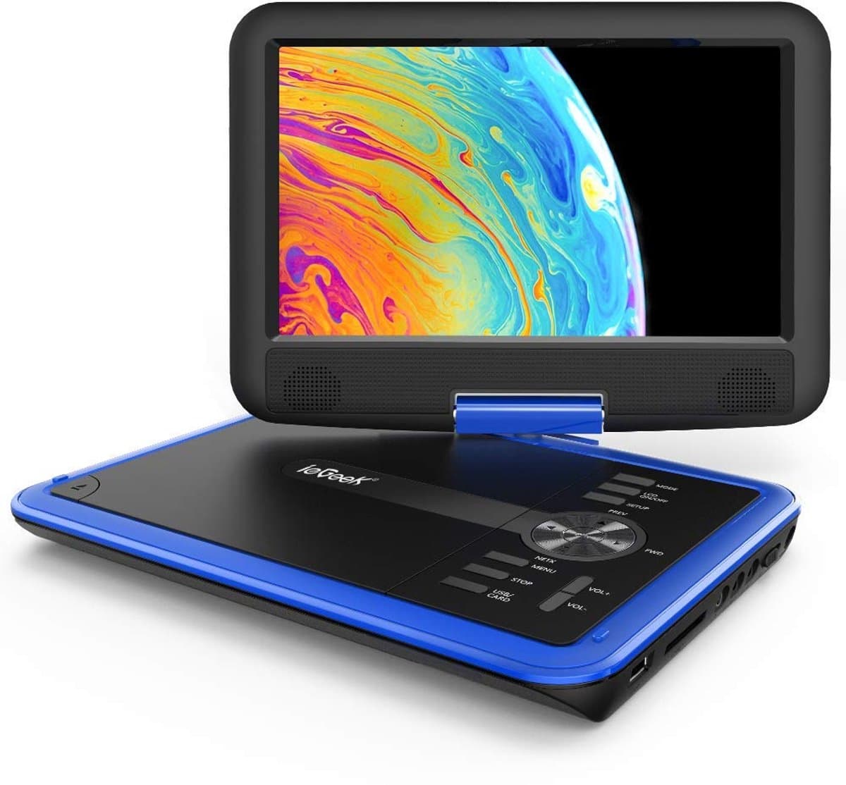 ieGeek Draagbare DVD Speler Auto - 11.5 Inch - 9,5 Inch Oogbeschermend Scherm - USB - Draaibaar Scherm - 5 Uur Oplaadbare Batterij - voor Kinderen en in de Auto - IK-902 - Blauw — afbeelding 1