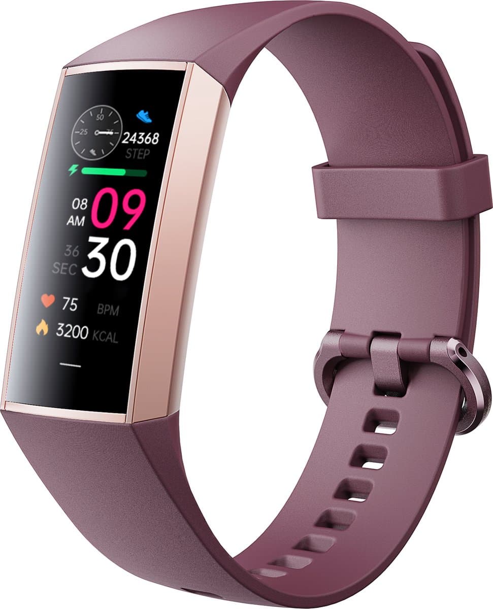 Kiraal Horizon - Stappenteller - Activity Tracker - Temperatuurmeter - Bloeddrukmeter - Hartslagmeter - Smartwatch - Horloge - Dames - Nederlandse Handleiding - Lila Paars — afbeelding 1